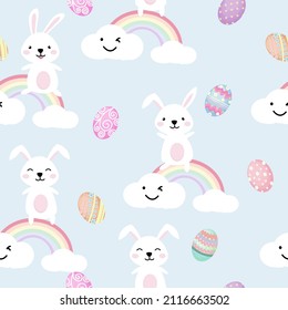 Cute rabbit seamless pattern. Creative for texture, fabric, wrapping, textile, wallpaper, apparel. Vector illustration. Easter background.