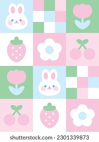 Cute Rabbit seamless pattern. Funny character. Pattern design, print, template. Vector illustration. 