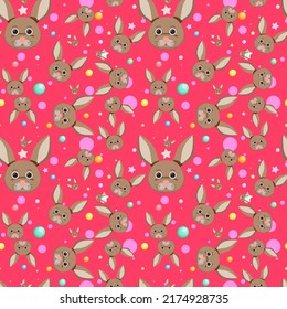 Cute rabbit seamless pattern illustration