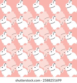 Cute rabbit and  seamless pattern on pink background Pro Vector
