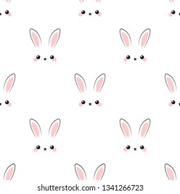 Cute rabbit. Seamless vector pattern on white background