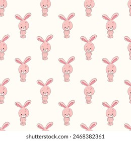 Cute Rabbit Seamless Vector Pattern Design