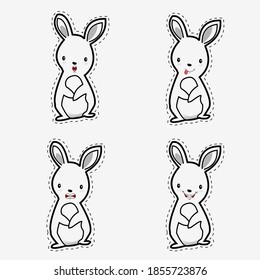 a cute rabbit set expression