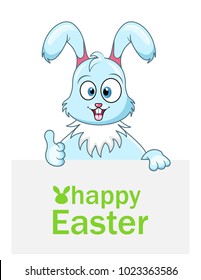 Cute Rabbit with Sheet of Paper for Happy Easter - Illustration Vector