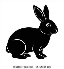  Cute Rabbit silhouette design vector  on White background.