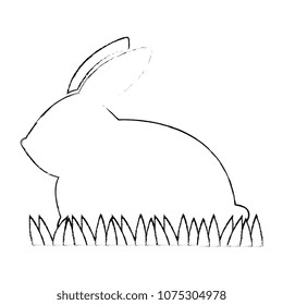 cute rabbit silhouette easter celebration