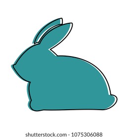 cute rabbit silhouette easter celebration
