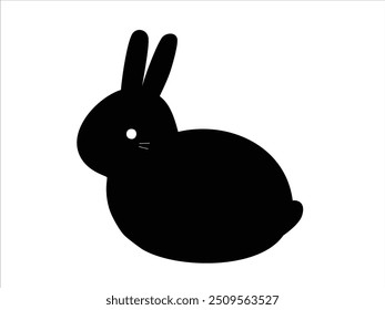 Cute rabbit silhouette icon one point