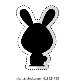 cute rabbit silhouette isolated icon
