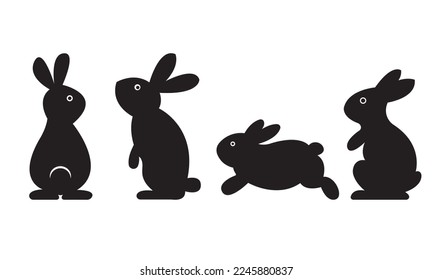 cute rabbit silhouette isolated on white background