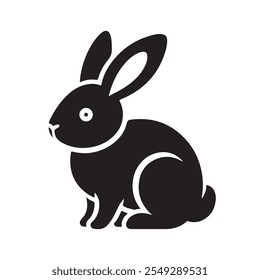 Arte vectorial lindo de la silueta del conejo en el fondo blanco