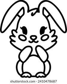 Cute Rabbit Simple Line Drawing