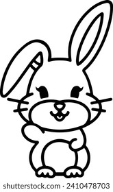 Cute Rabbit Simple Line Drawing