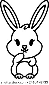 Cute Rabbit Simple Line Drawing