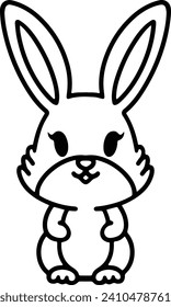 Cute Rabbit Simple Line Drawing