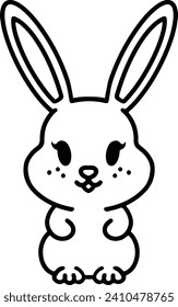Cute Rabbit Simple Line Drawing