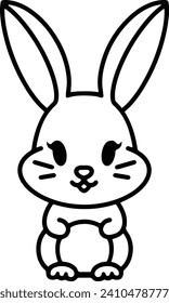 Cute Rabbit Simple Line Drawing