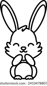 Cute Rabbit Simple Line Drawing