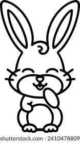 Cute Rabbit Simple Line Drawing