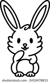 Cute Rabbit Simple Line Drawing