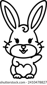 Cute Rabbit Simple Line Drawing
