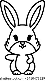 Dibujo de línea simple de conejo corto