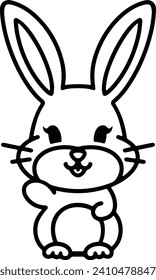 Cute Rabbit Simple Line Drawing