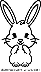 Cute Rabbit Simple Line Drawing