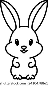 Cute Rabbit Simple Line Drawing