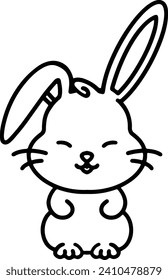 Cute Rabbit Simple Line Drawing