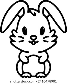 Dibujo de línea simple de conejo corto