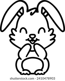 Dibujo de línea simple de conejo corto