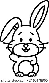 Cute Rabbit Simple Line Drawing