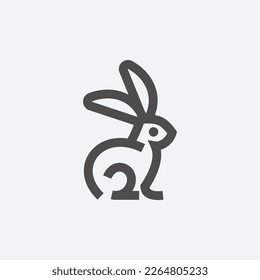 cute rabbit simple line icon logo vector design, modern logo pictogram design of bunny in linear style