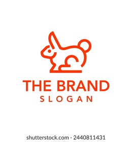 cute rabbit simple line icon logo vector design, modern logo pictogram design of bunny in linear style