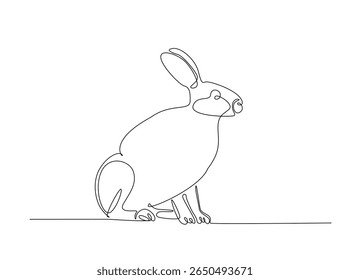 Conejo lindo en ilustración de contorno único. Dibujo de arte lineal continuo de conejito.