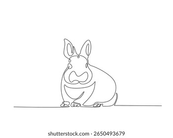 Coelho bonito na ilustração de um único esboço. Desenho de coelho em linha contínua.