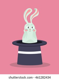 cute rabbit sits in a hat