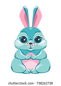 The cute rabbit is sitting.