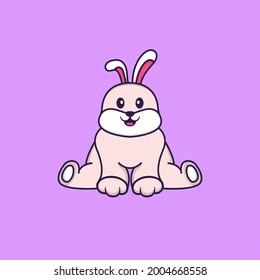 Cute rabbit is sitting. Animal cartoon concept isolated. Can used for t-shirt, greeting card, invitation card or mascot.