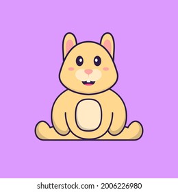 Cute rabbit is sitting. Animal cartoon concept isolated. Can used for t-shirt, greeting card, invitation card or mascot.