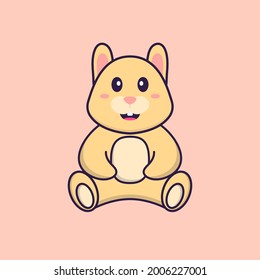 Cute rabbit is sitting. Animal cartoon concept isolated. Can used for t-shirt, greeting card, invitation card or mascot.