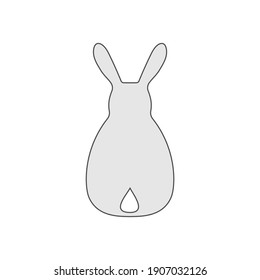 Cute rabbit sitting with back view, vector illustration.