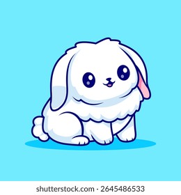 Cute Rabbit Sitting Cartoon Vetor Ilustração Ícone. Animal Nature Icon Concept Vetor Premium Isolado. Estilo de Desenho Animado Plano