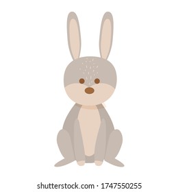 Cute rabbit sitting isolated on white background stock vector illustration. Digital, graphic clipart, design element.