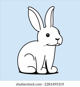 A cute rabbit is sitting on the floor 