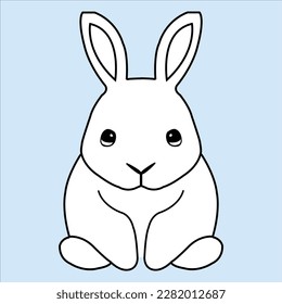 A cute rabbit is sitting on the floor