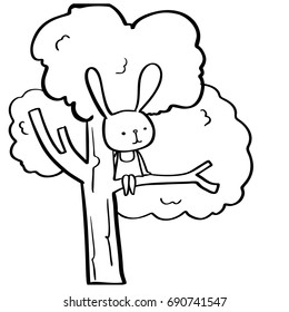 Cute rabbit Sitting on a natural tree vector