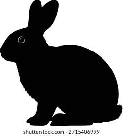 Linda Ilustración vectorial de silueta de conejo sentado para decoración de vacaciones de Pascua y logotipos de animales de tienda de mascotas.