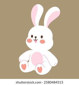 A cute rabbit is sitting and smiling.